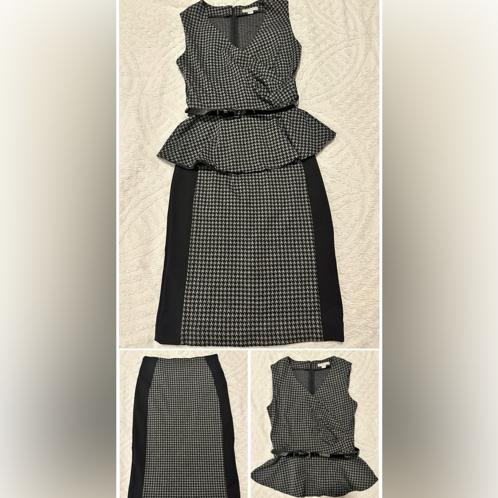 New York & Company houndstooth Peplum Pencil Skirt Set